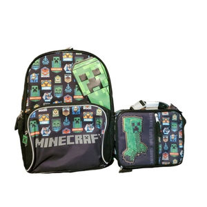 Minecraft 16" Backpack & Lunch Box Set School Travel Bag